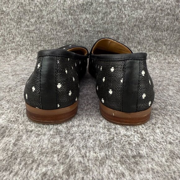 ✅Womens 10M Banana Republic Loafers Black W/White Embroidered Polka Dots Shoes - Picture 12 of 12